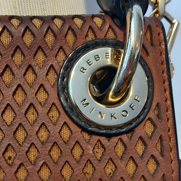 Rebecca Minkhoff Brown Black Leather Square Removeable Crossbody Handbag Purse - Picture 8 of 12